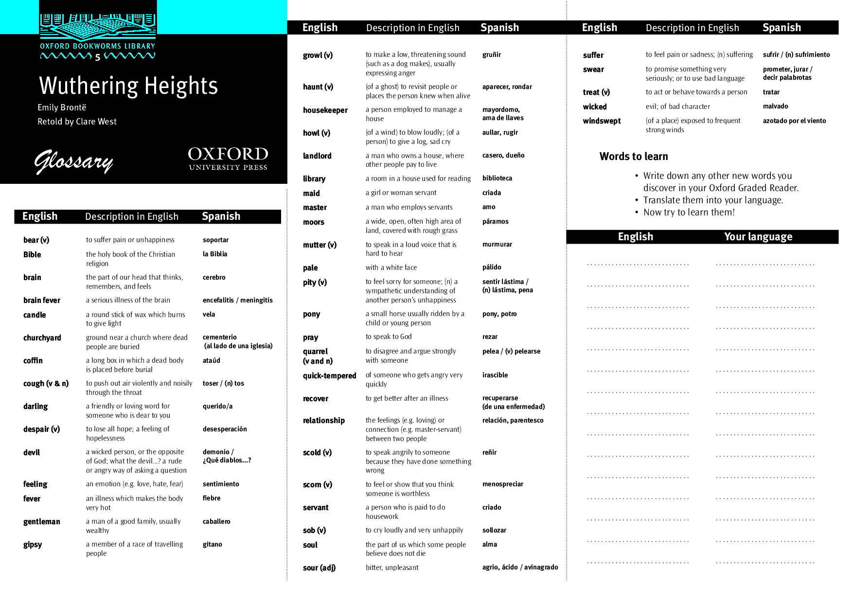 WUTHERING HEIGHTS GLOSSARY