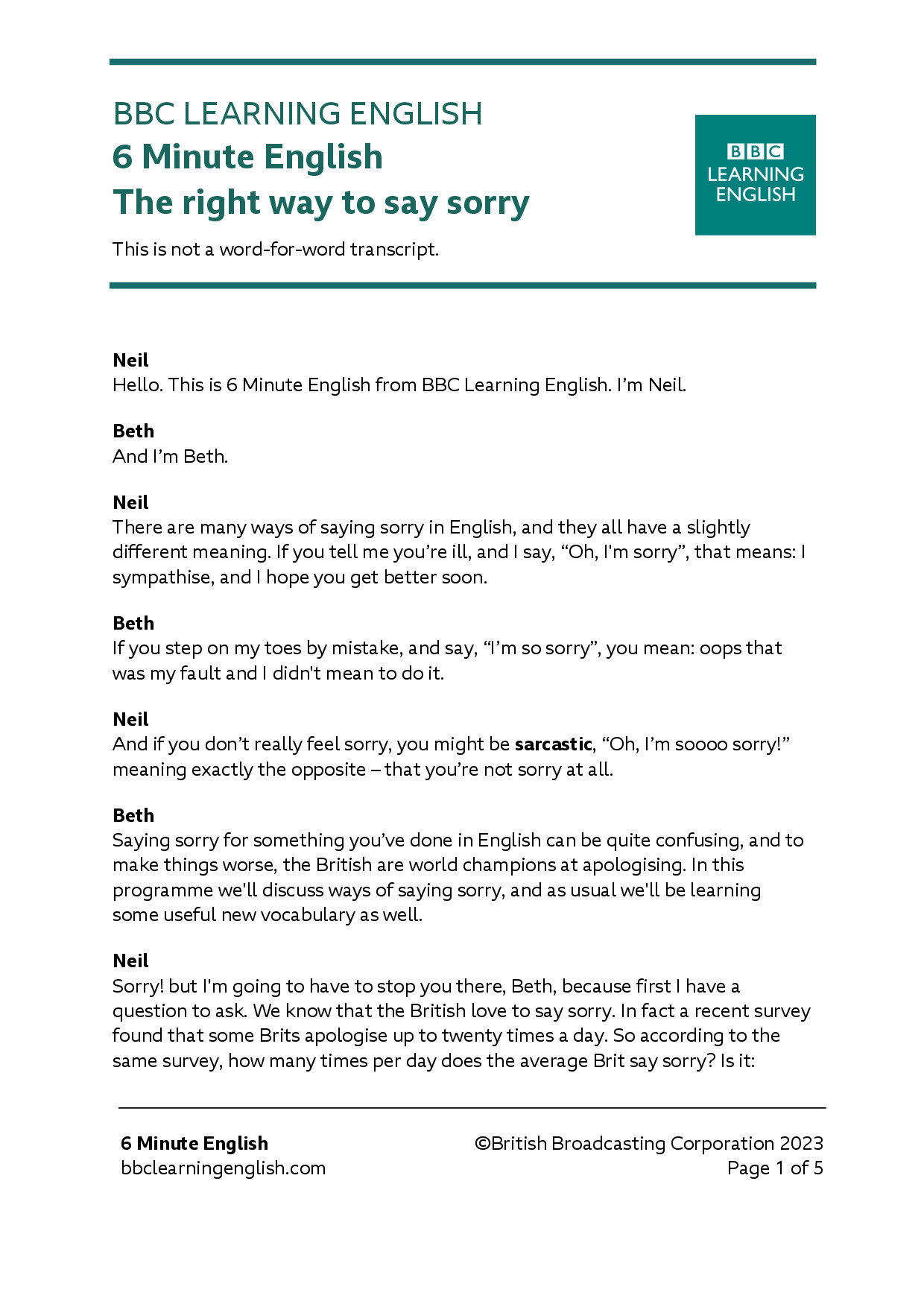 THE RIGHT WAY TO SAY SORRY