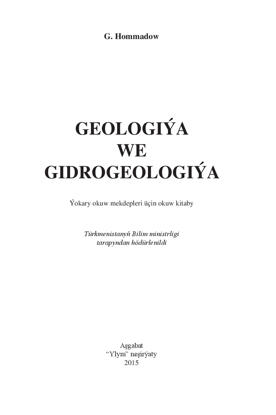 GEOLOGIÝA WE GIDROGEOLOGIÝA