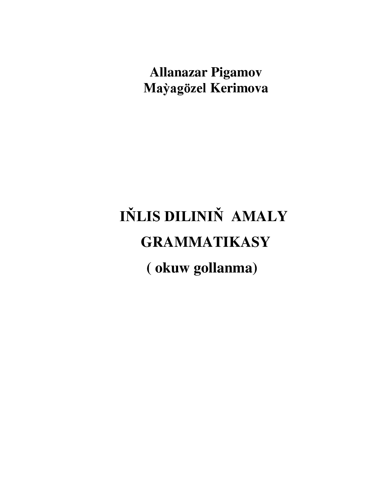 IŇLIS DILINIŇ AMALY GRAMMATIKASY