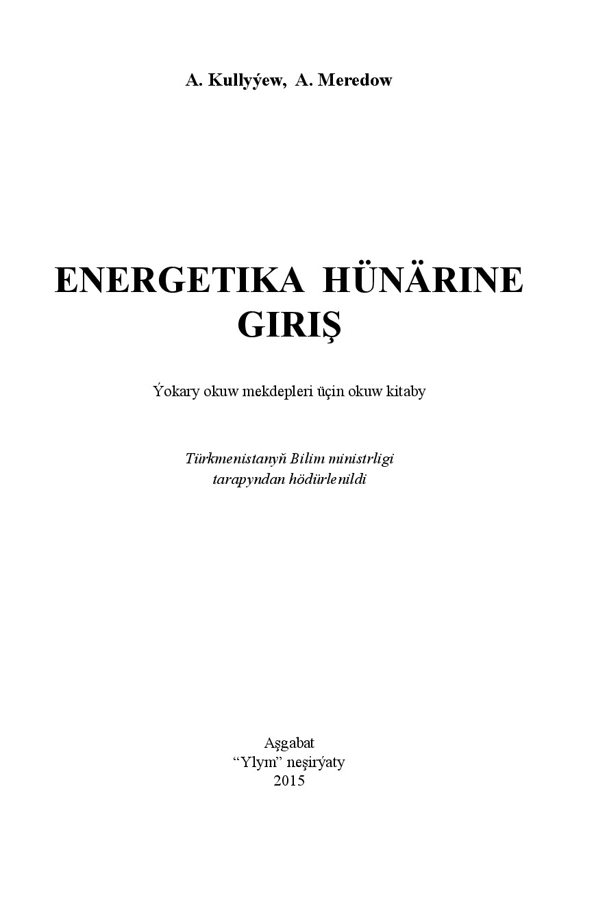 ENERGETIKA HÜNARINE GIRIŞ