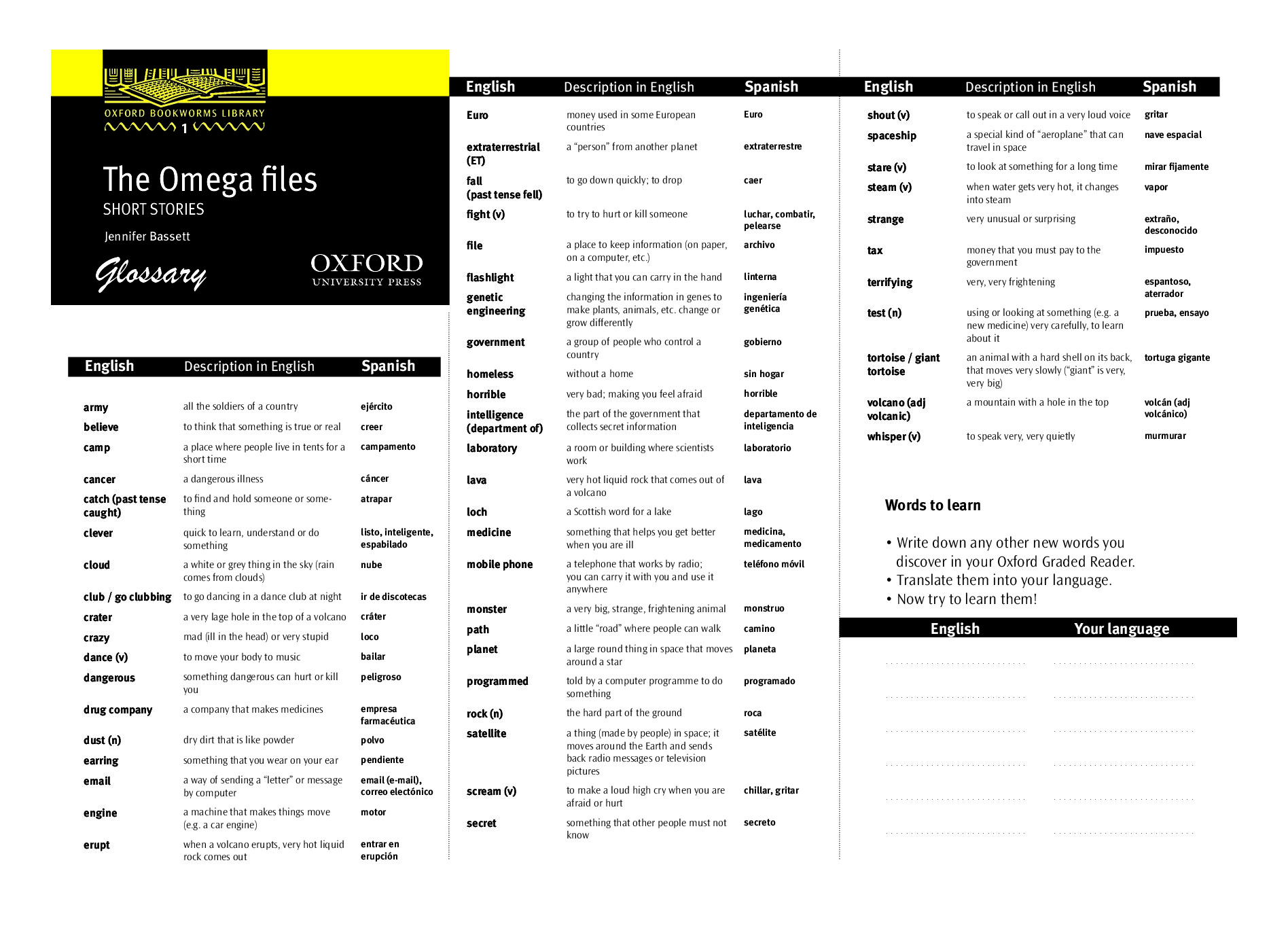THE OMEGA FILES GLOSSARY
