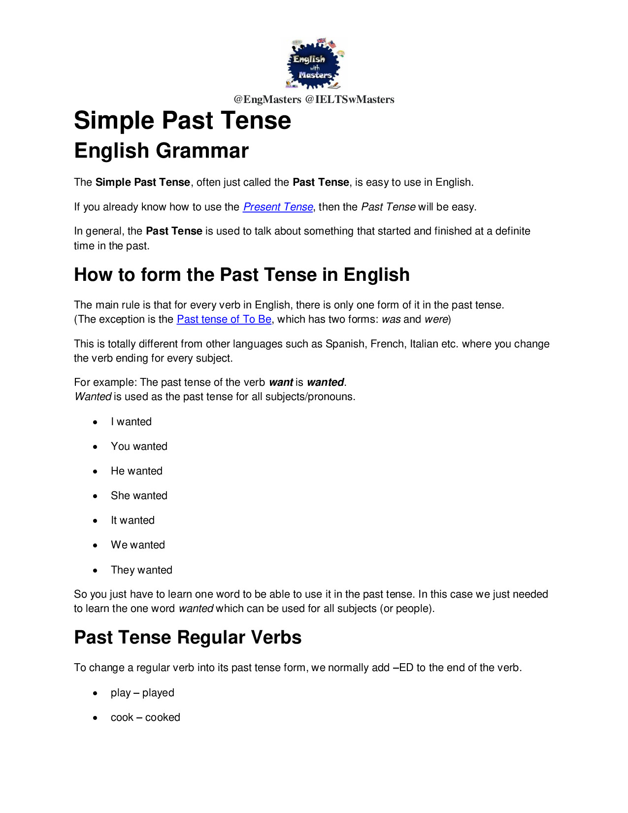 SIMPLE PAST TENSE
