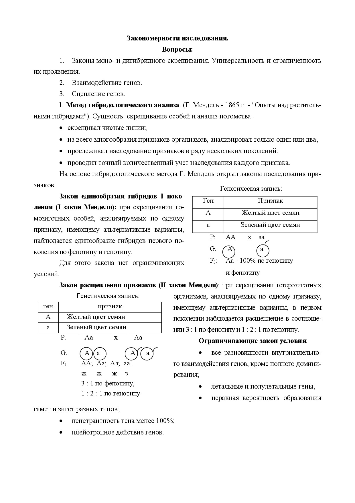 1.07.ЗАКОНОМЕРНОСТИ НАСЛЕДОВАНИЯ