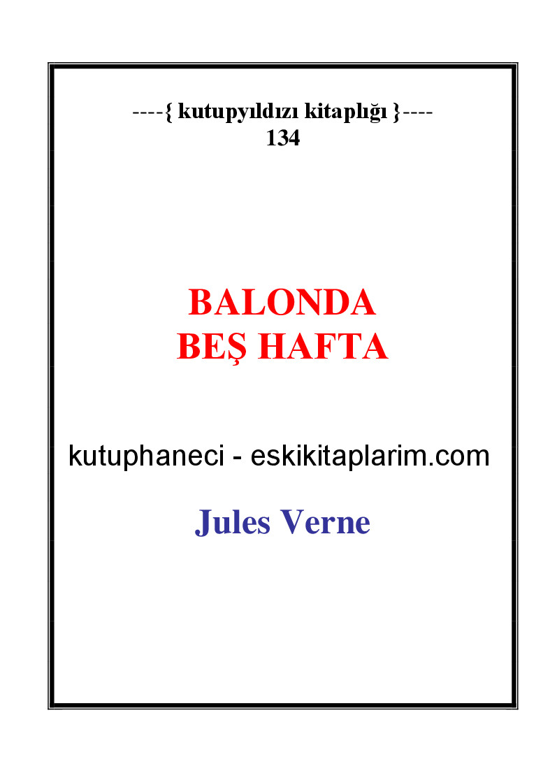 JULES VERNE   BALONDA BEŞ HAFTA