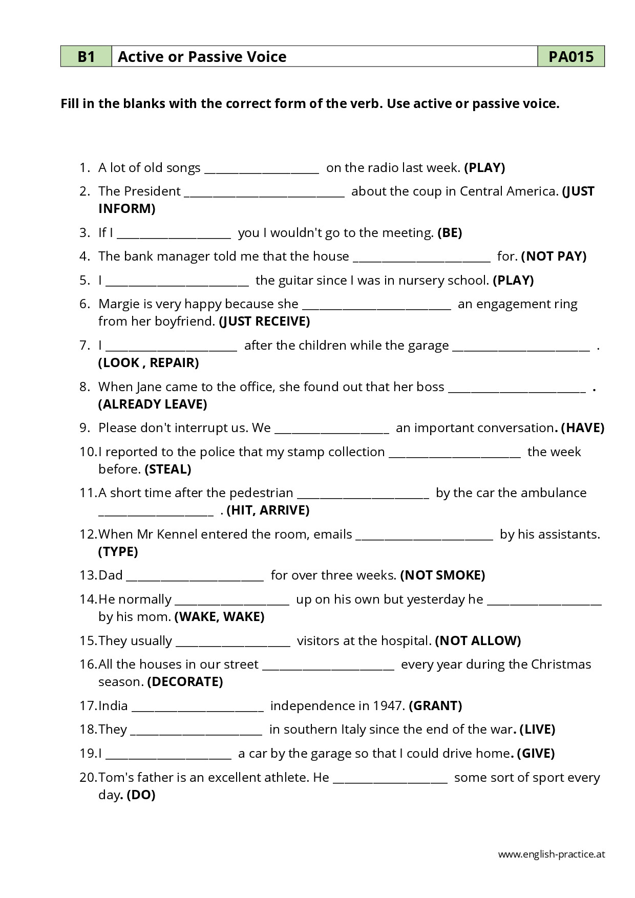 PA015 ACTIVE OR PASSIVE