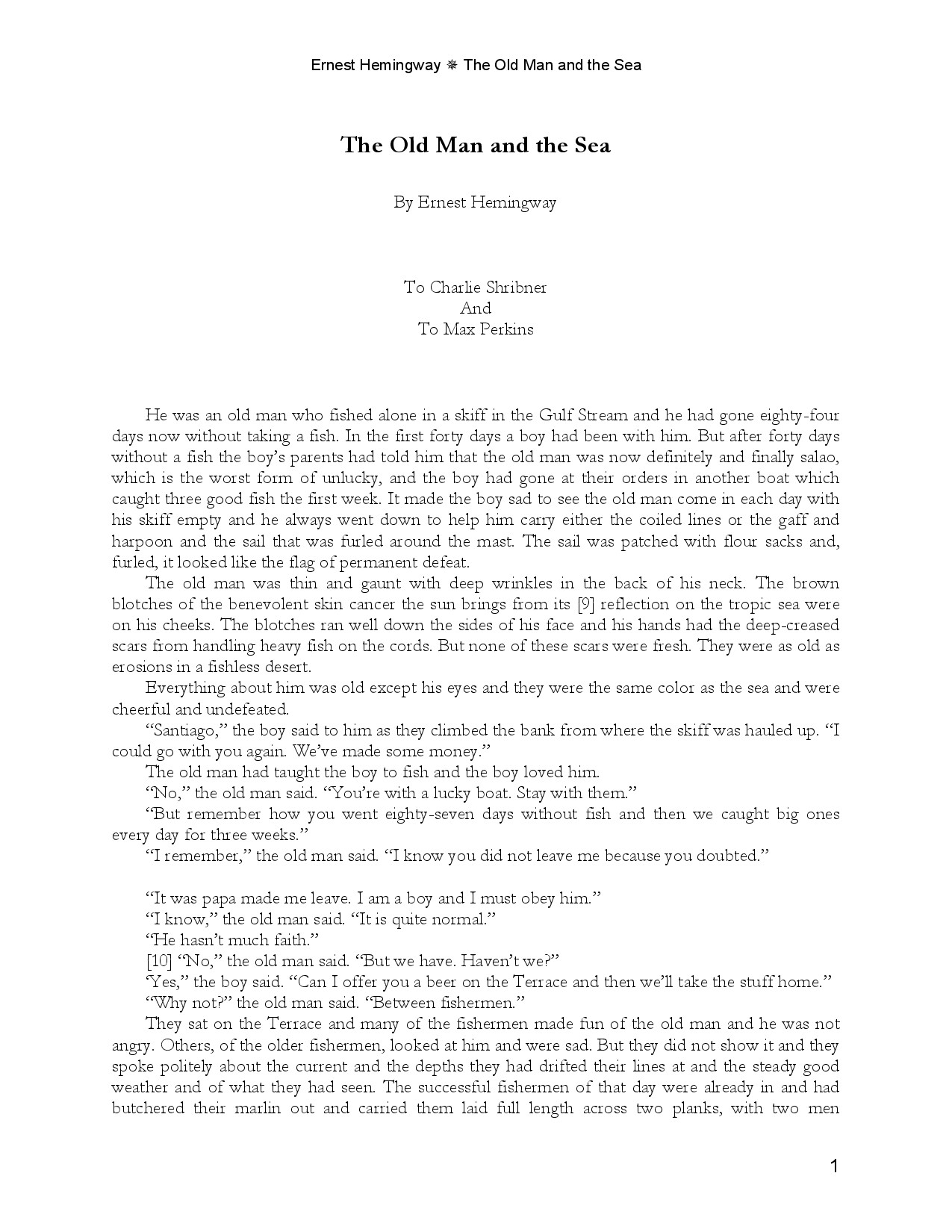 ERNEST HEMINGWAY THE OLD MAN AND THE SEA