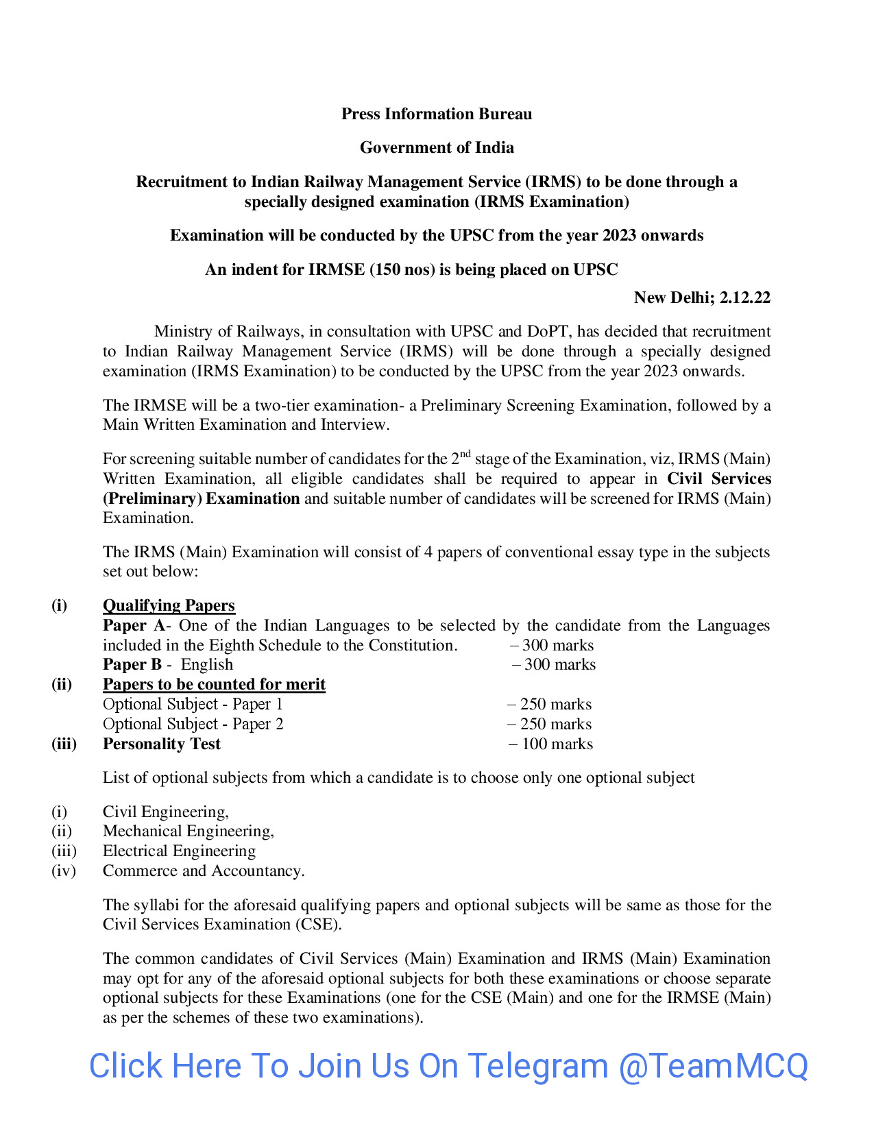 IRMS PRESS BRIEF 2ND DEC 2022
