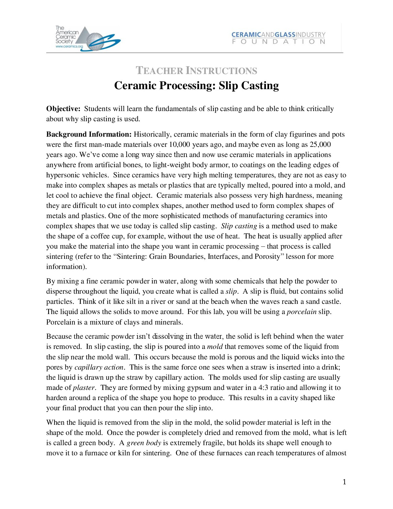 SLIP CASTING LESSON 111