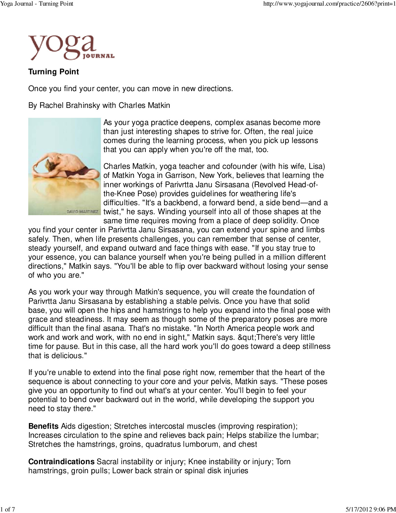 YOGA JOURNAL   TURNING POINT