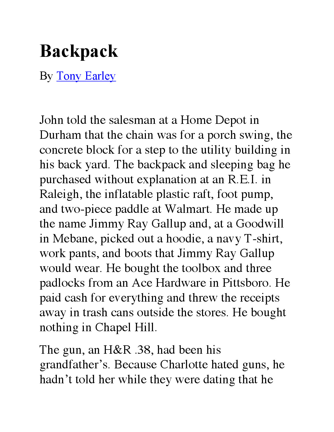 BACKPACK BY TONY EARLEY