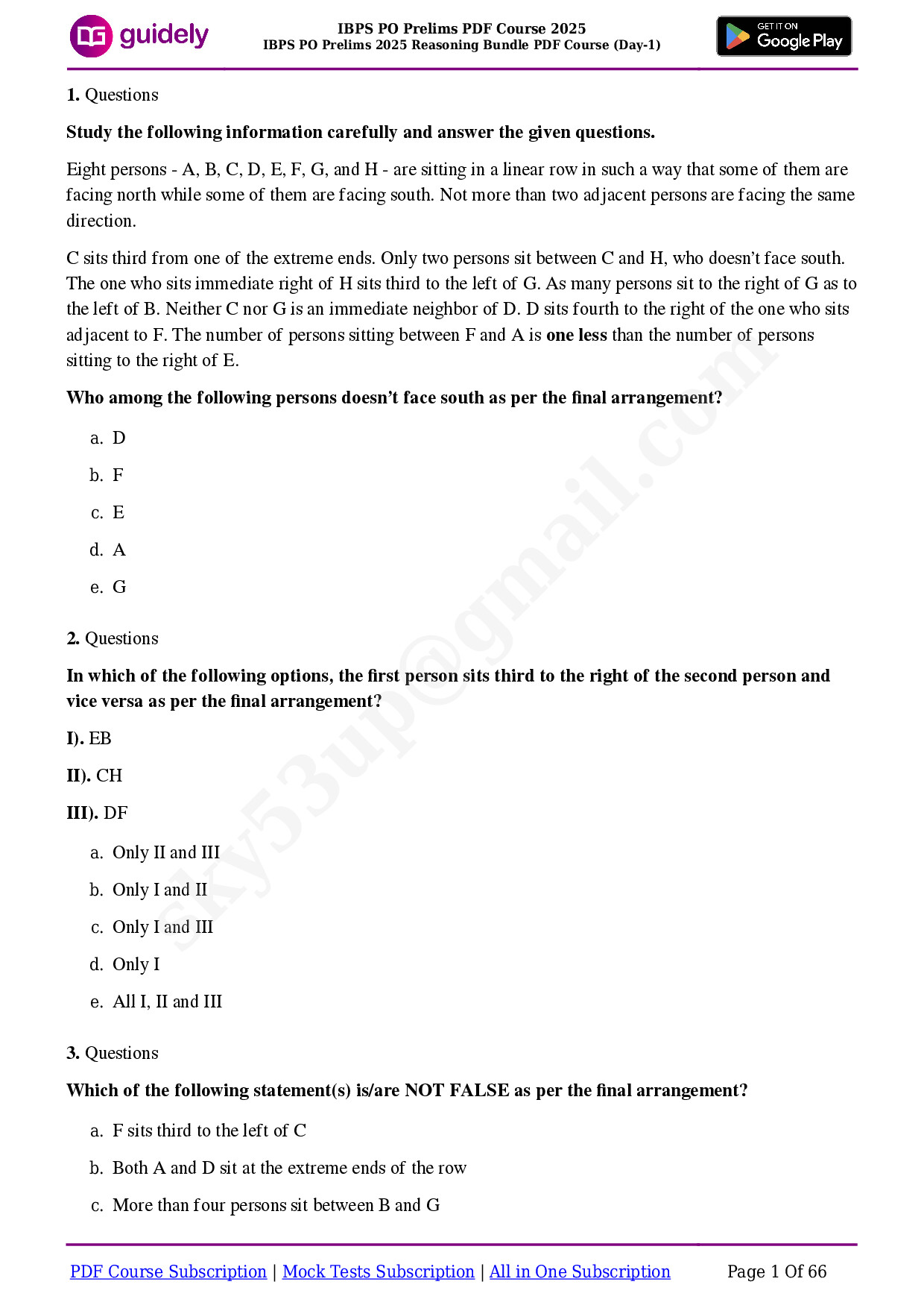 IBPS PO PRELIMS 2025 REASONING BUNDLE PDF COURSE (DAY 1)