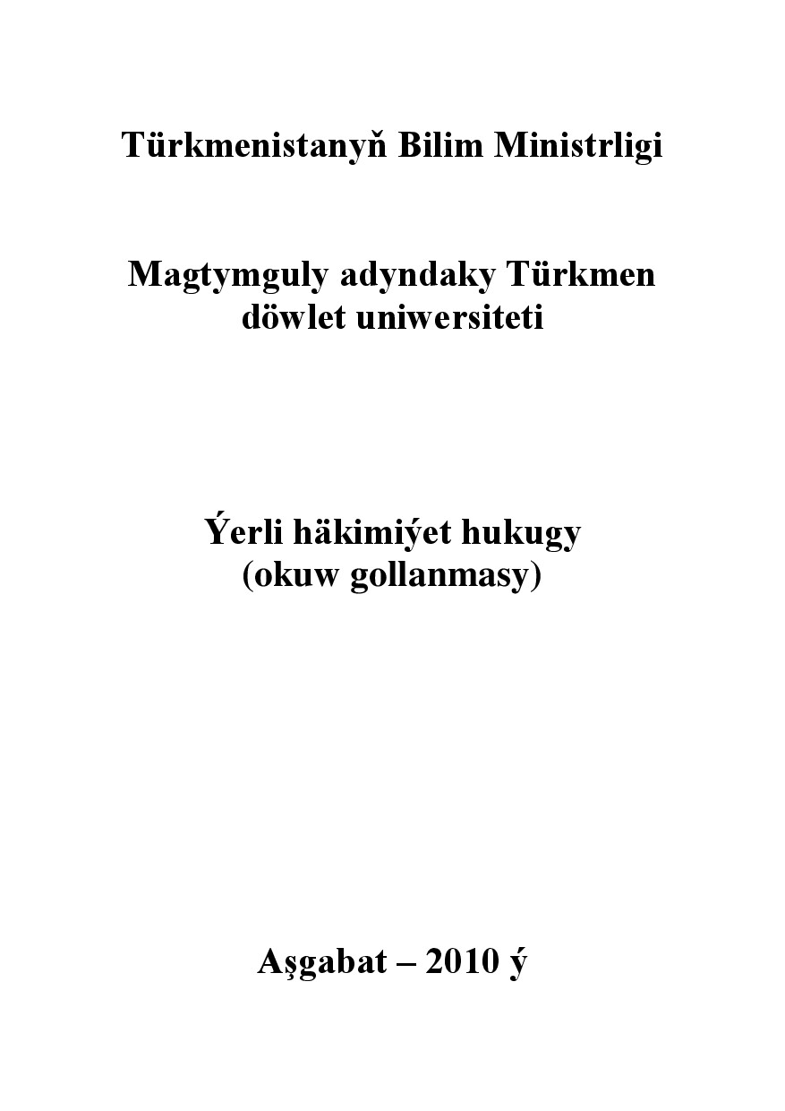 ORAZDURDYÝEWA B~ÝERLI HÄKIMIÝET HUKUGY 2010`TDU