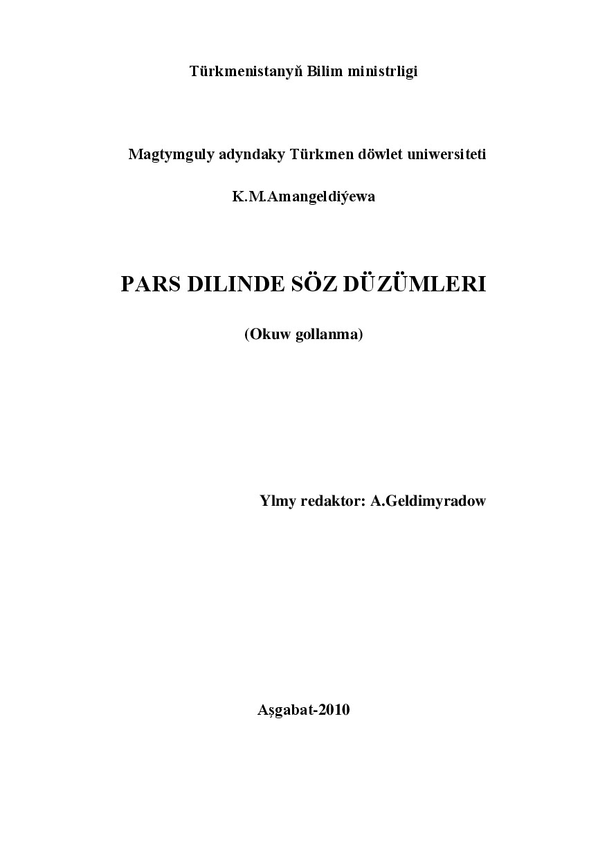 PARS DILINDE SÖZ DÜZÜMLERI