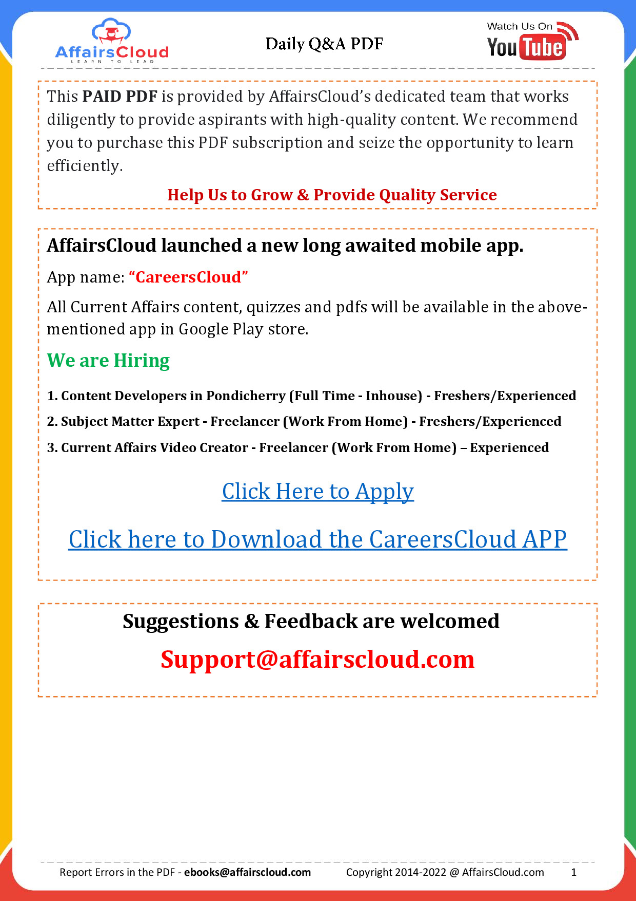 CURRENT AFFAIRS Q&A PDF OCTOBER 1 2022 BY AFFAIRSCLOUD 1