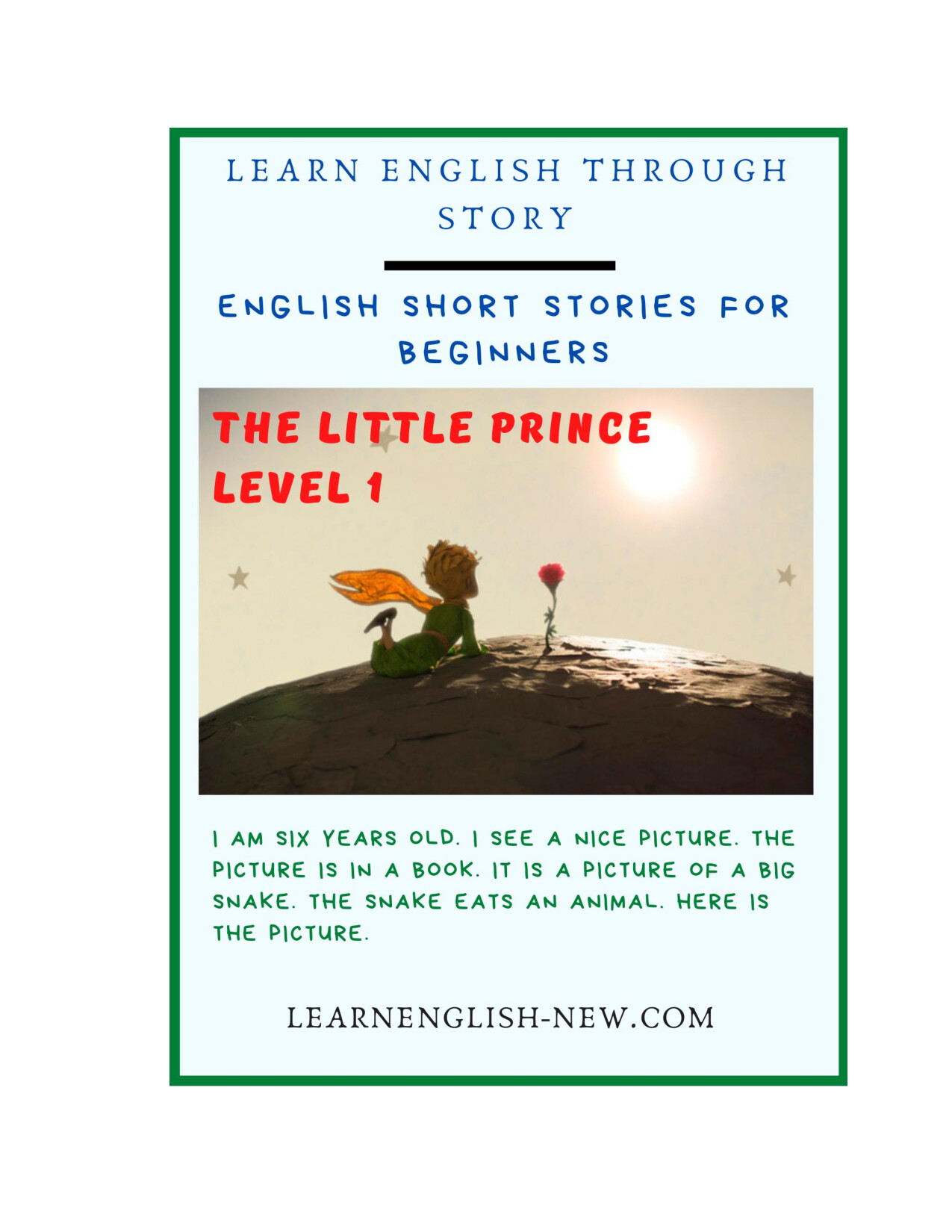 THE LITTLE PRINCE ENGLISH SHORT STORIES FOR BEGINNERS PDF BOOK