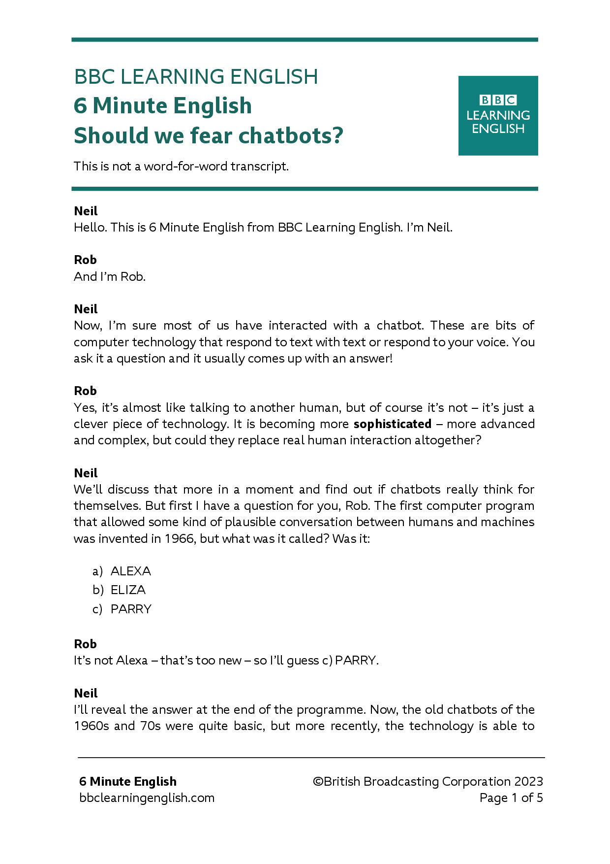 SHOULD WE FEAR CHATBOTS