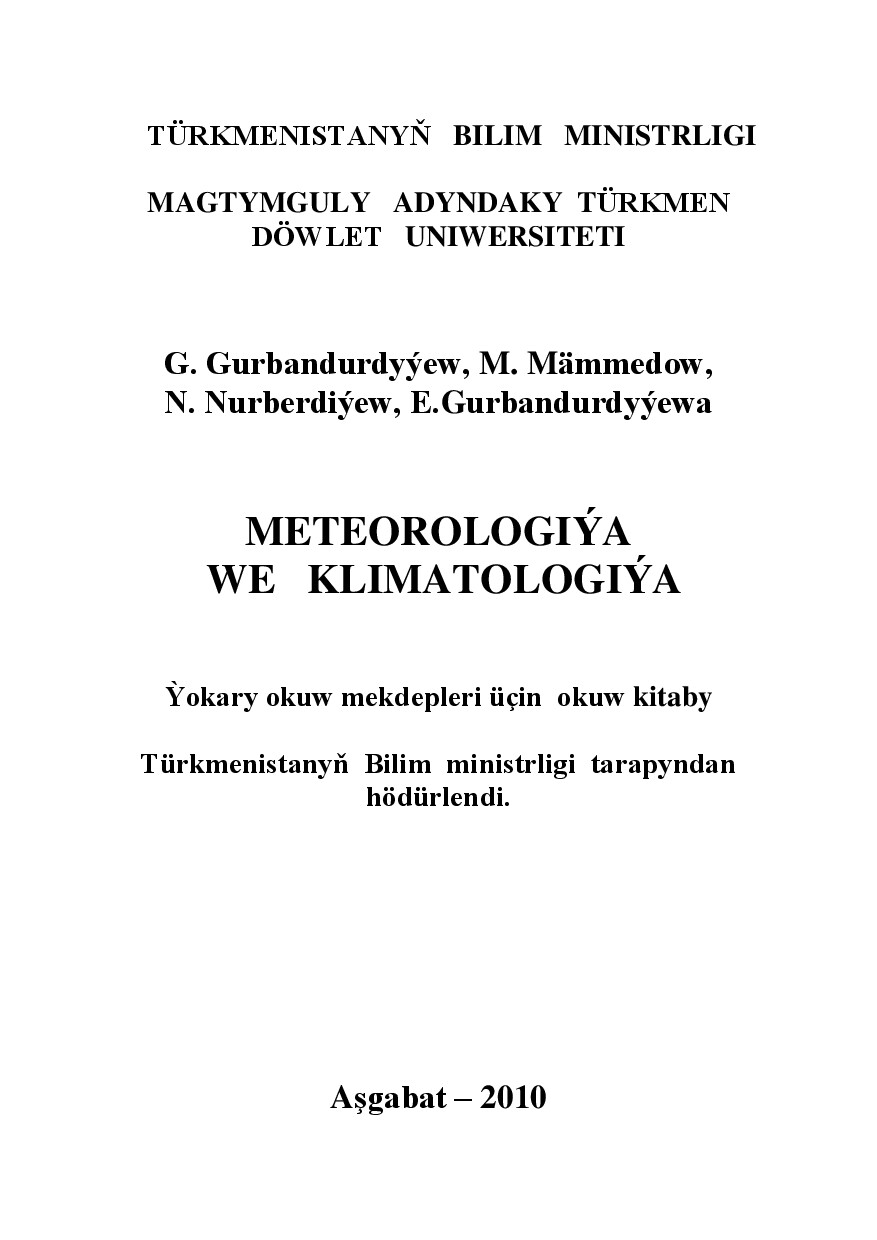 METEOROLOGIÝA WE KLIMATOLOGIÝA