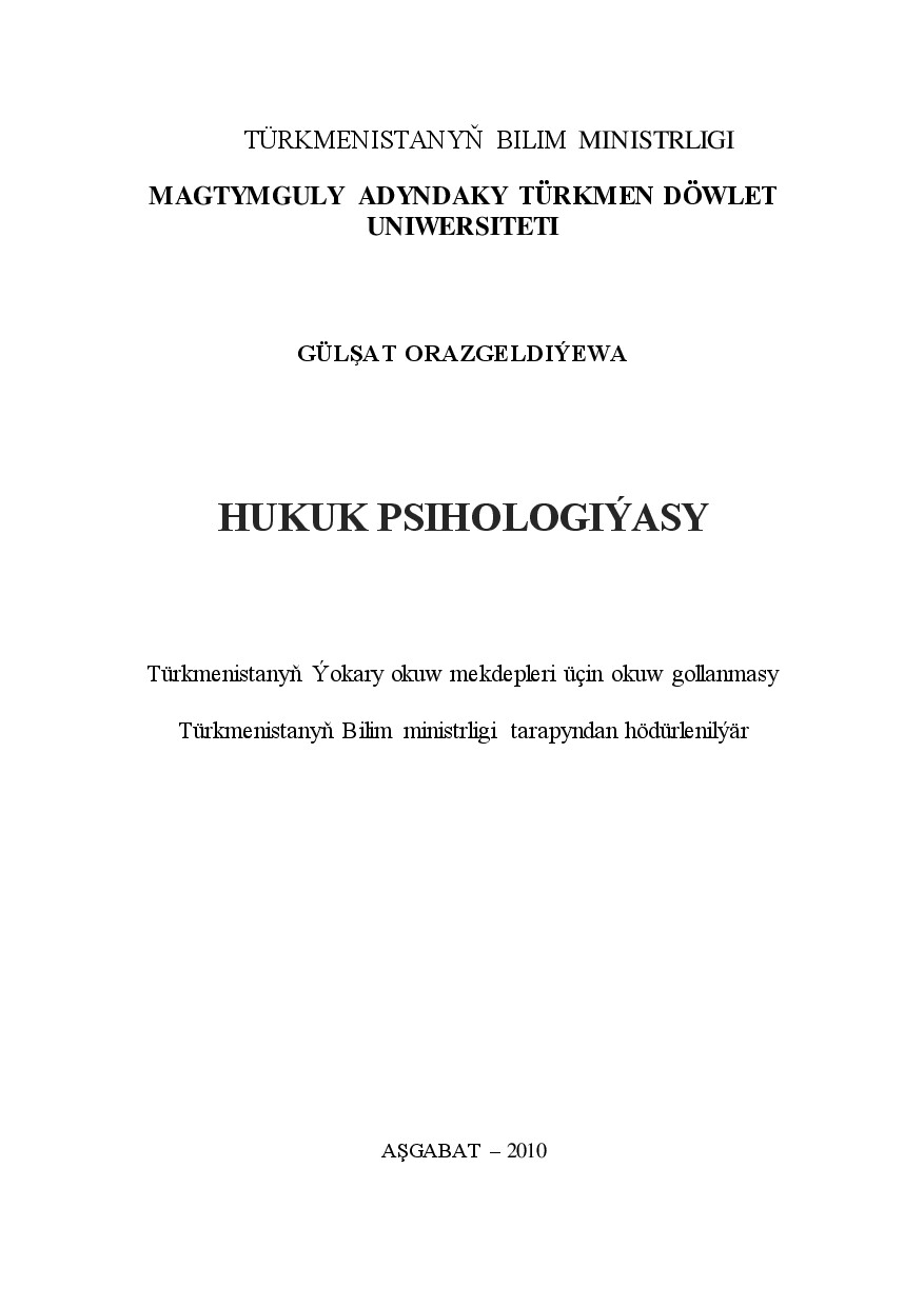 HUKUK PSIHOLOGIÝASY