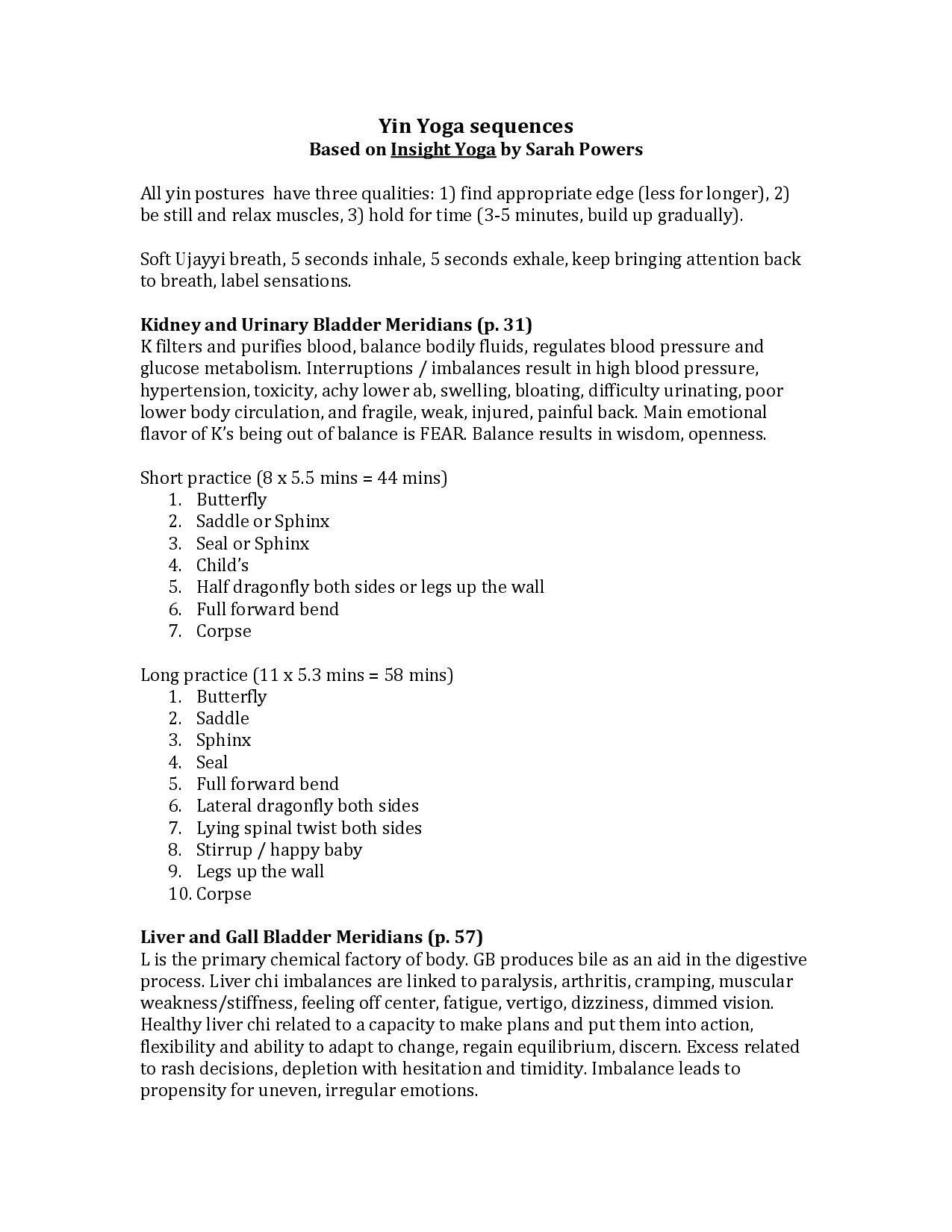 YIN YOGA SEQUENCES