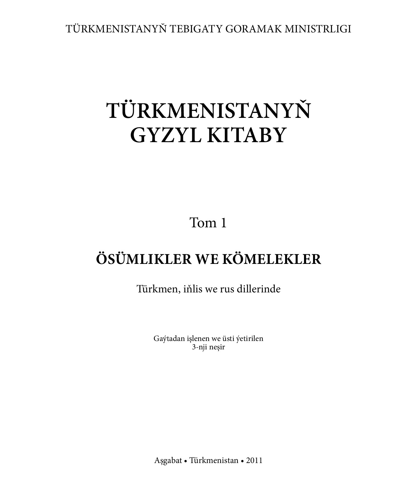 TÜRKMENISTANYŇ GYZYL KITABY T. 1