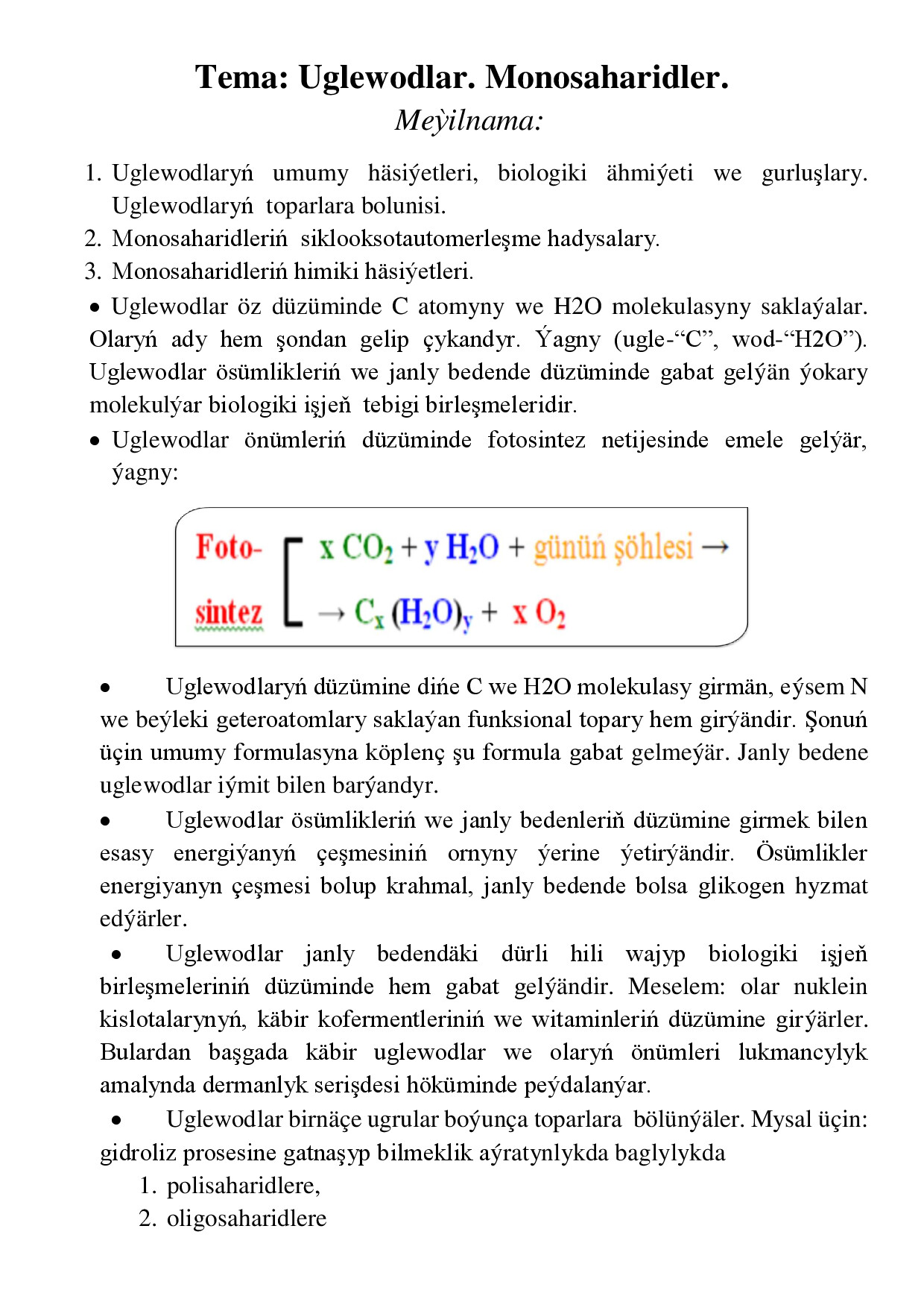 REFERAT MONOSAHARIDLAR