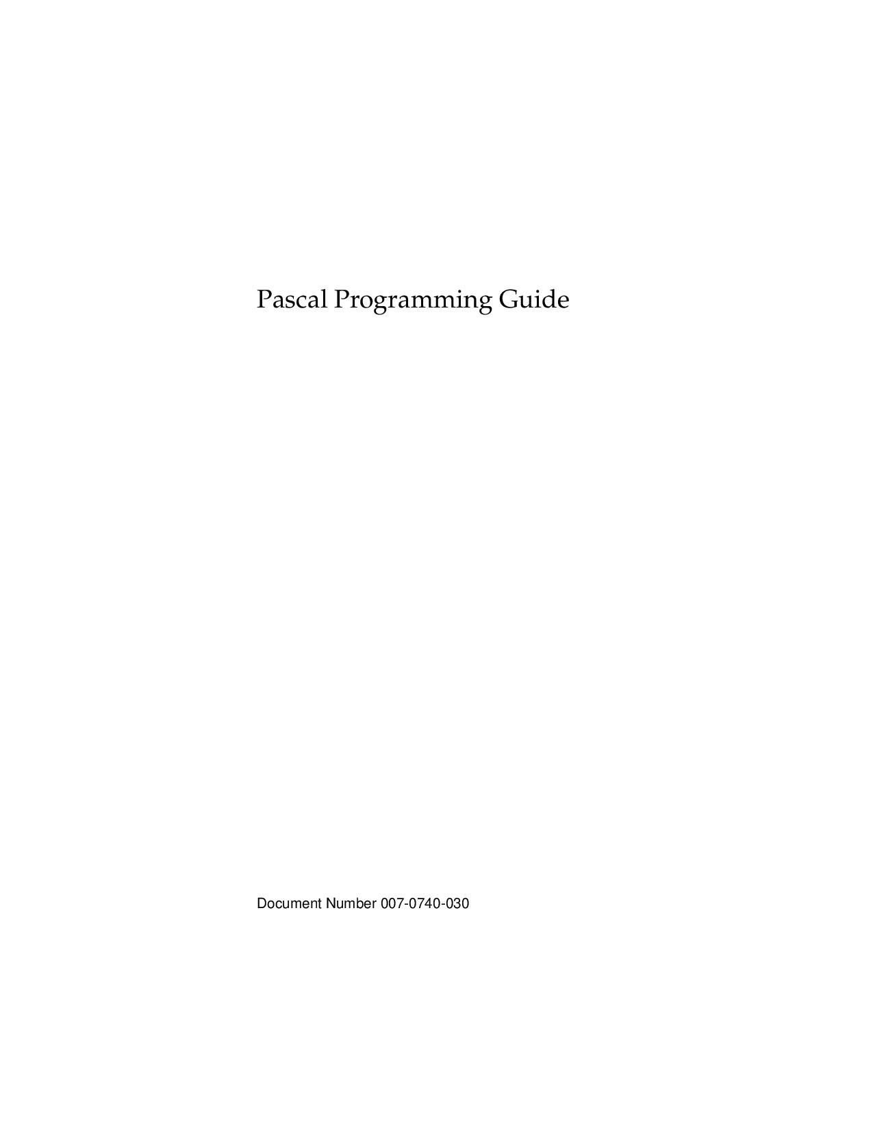 PASCAL PROGRAMMING GUIDE