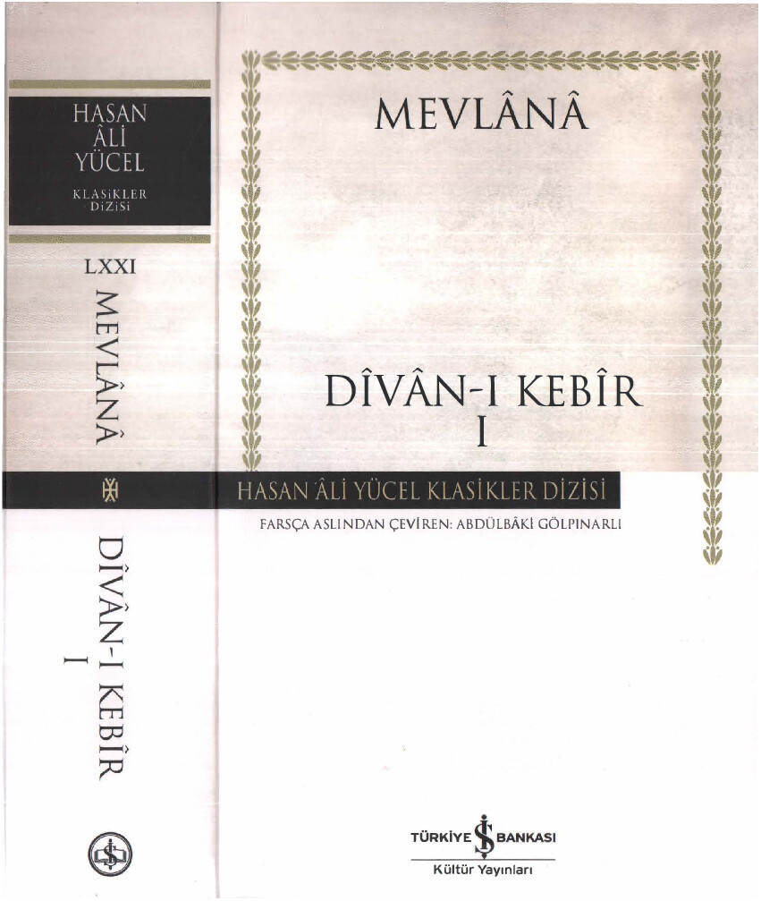 MEVLANA DIVAN I KEBIR CILT I İŞ BANKASI YAYINLARI