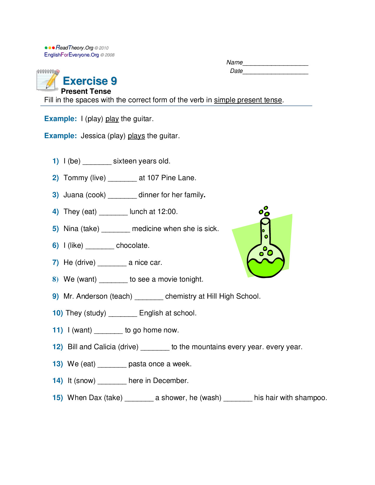 PRESENT TENSE EXERCISE 9