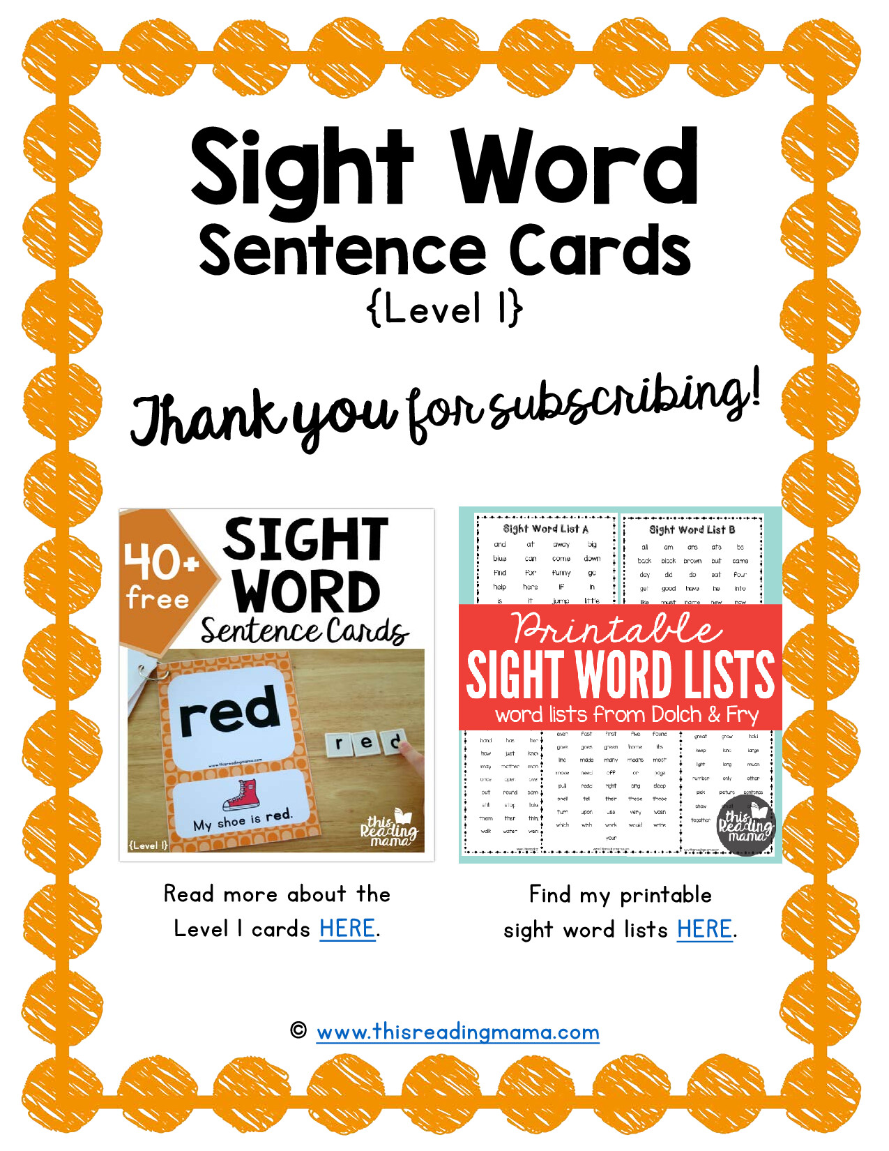 SIGHT WORDS LEVEL 1