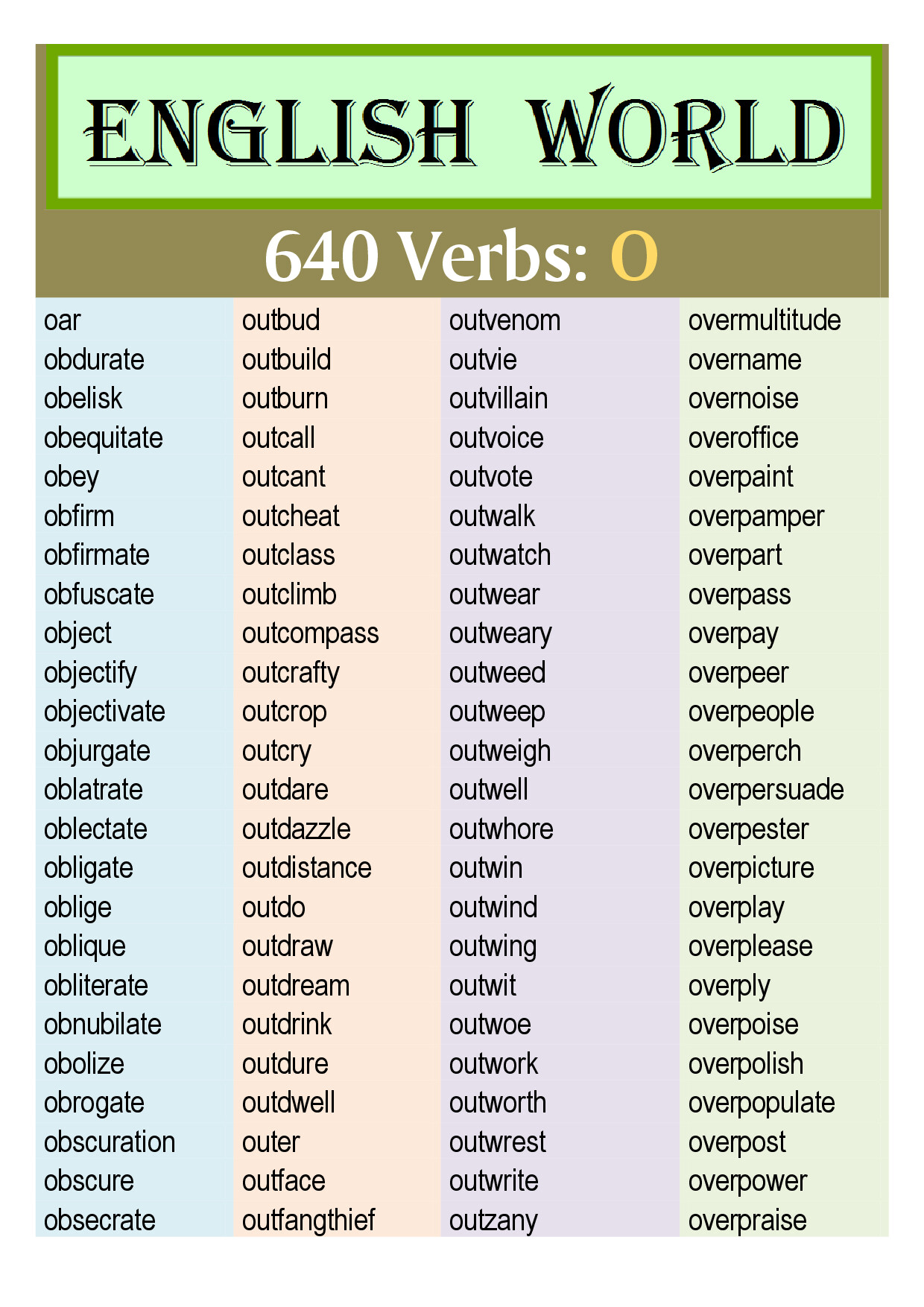 640 VERBS   O