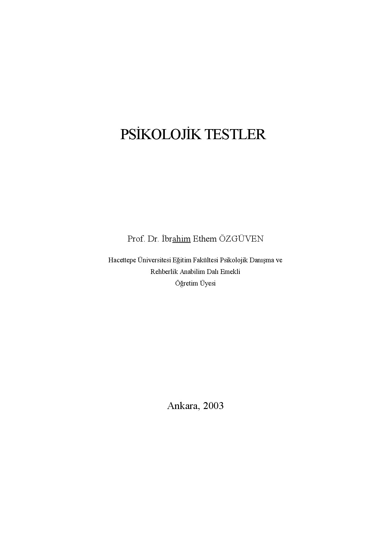 PSIKOLOJIK TESTLER