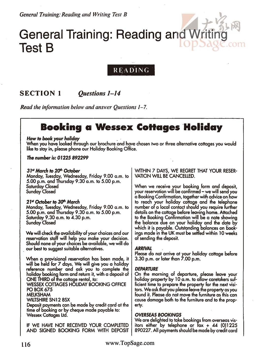 GT READING TEST B WITH ANSWERS