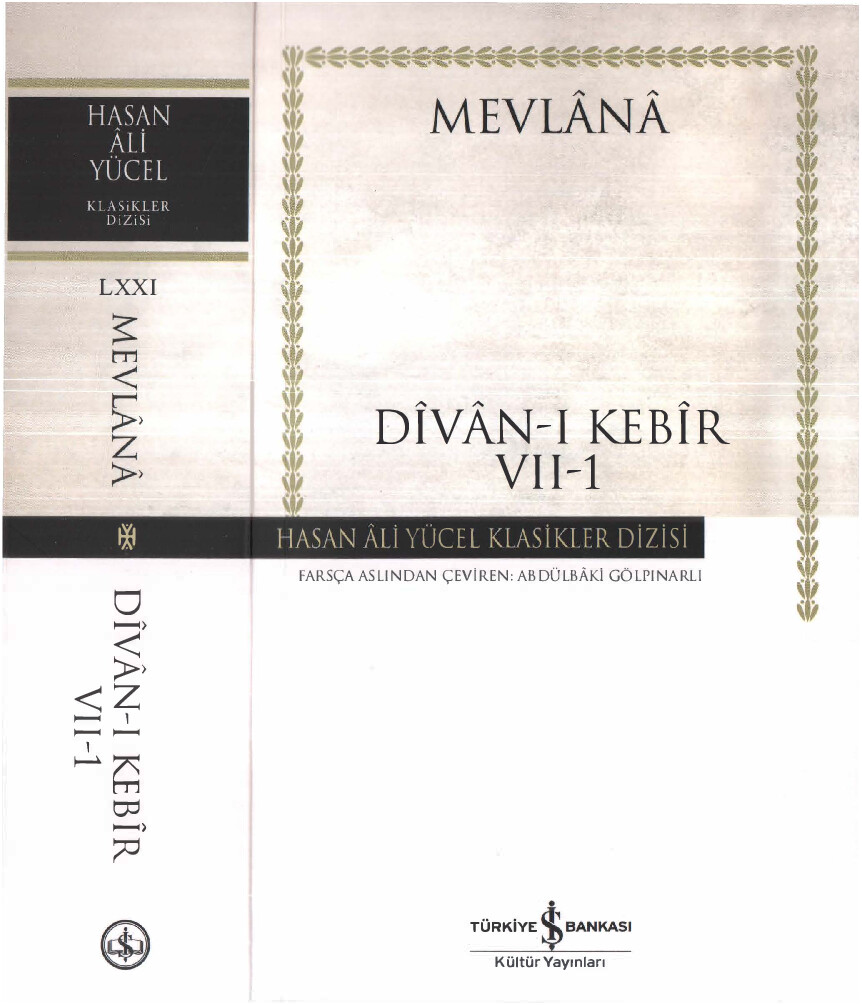 MEVLANA DIVAN I KEBIR CILT VII 1 İŞ BANKASI YAYINLARI