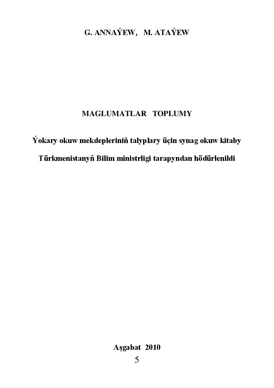 MAGLUMATLAR TOPLUMY