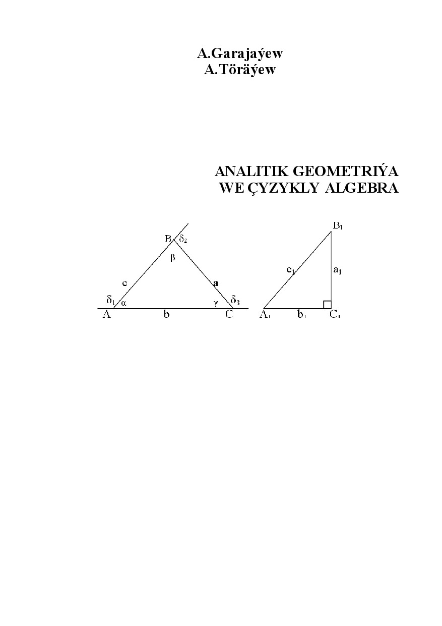 ANALITIK GEOMETRIÝA WE ÇYZYKLY ALGEBRA