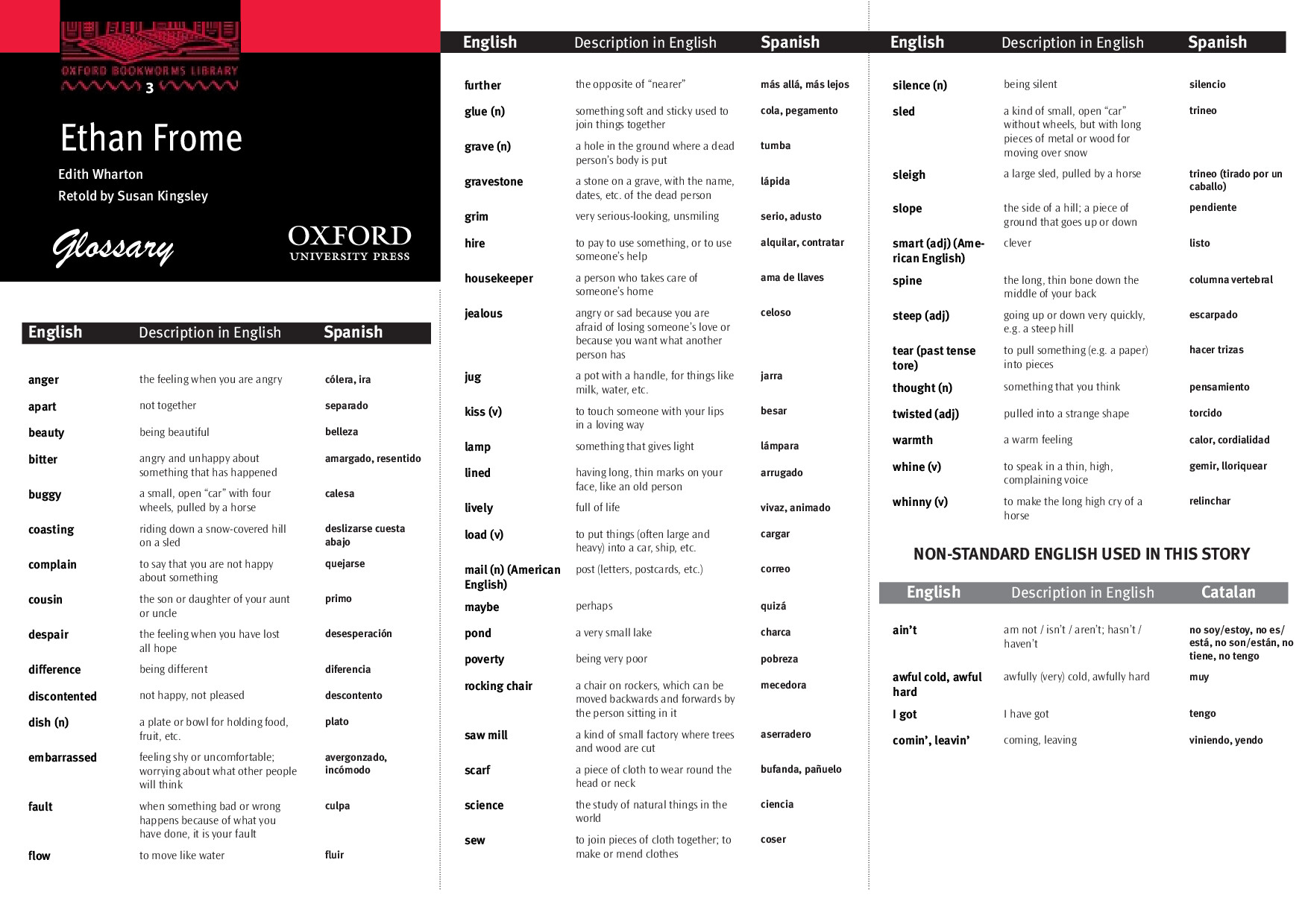 ETHAN FROME GLOSSARY