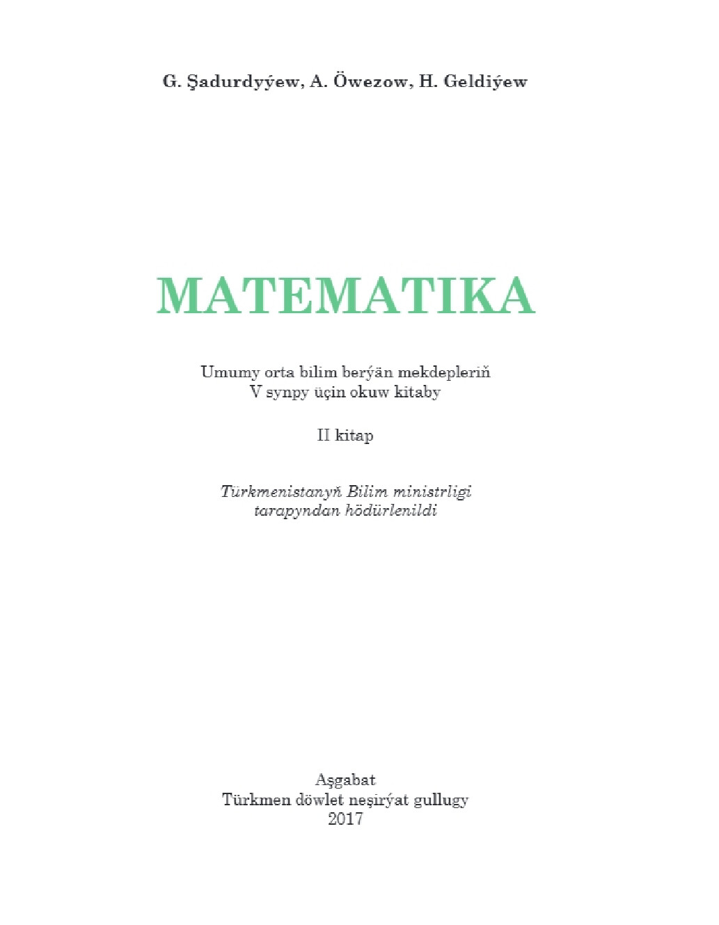 Matematika Ii Kitap, V Synp   2017 (1)