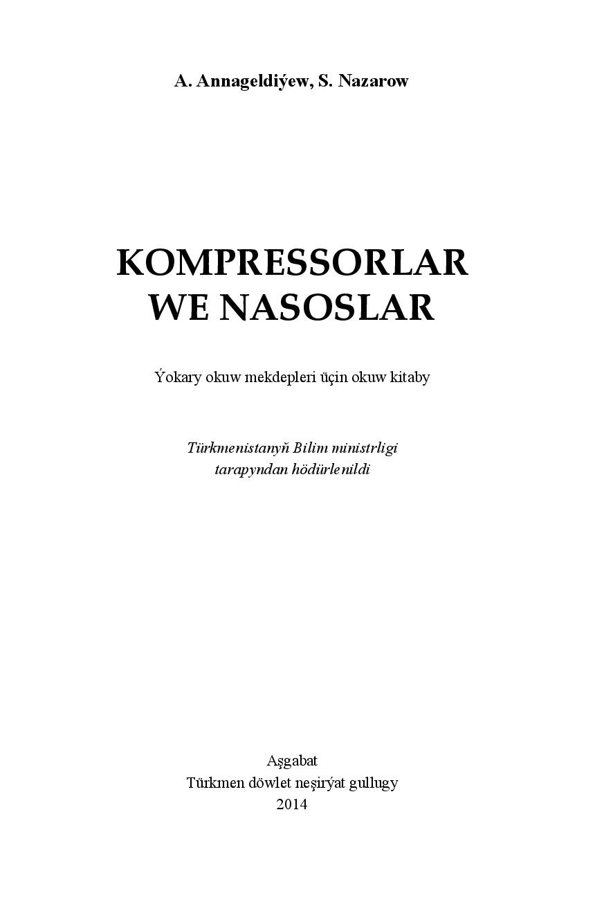 KOMPRESSORLAR WE NASOSLAR