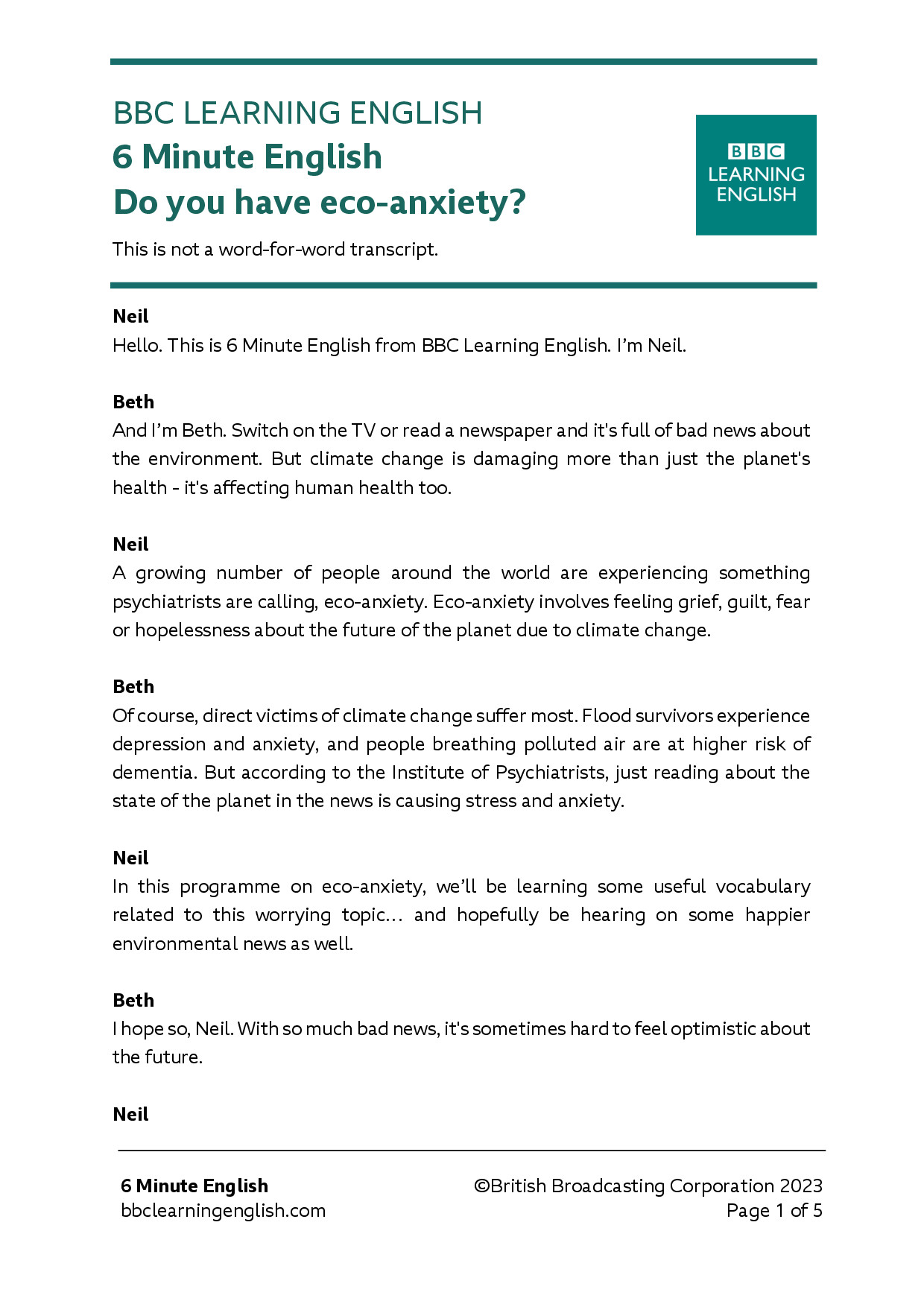 DO YOU HAVE ECO ANXIETY
