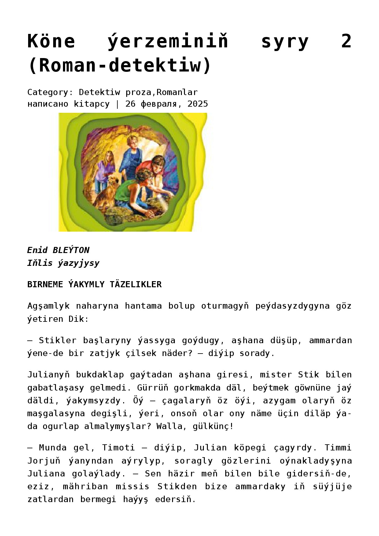 KÖNE ÝERZEMINIŇ SYRY 2 (ROMAN DETEKTIW)