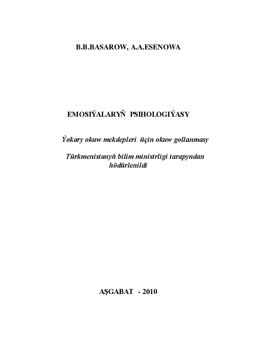 EMOSIÝALARYŇ PSIHOLOGIÝASY