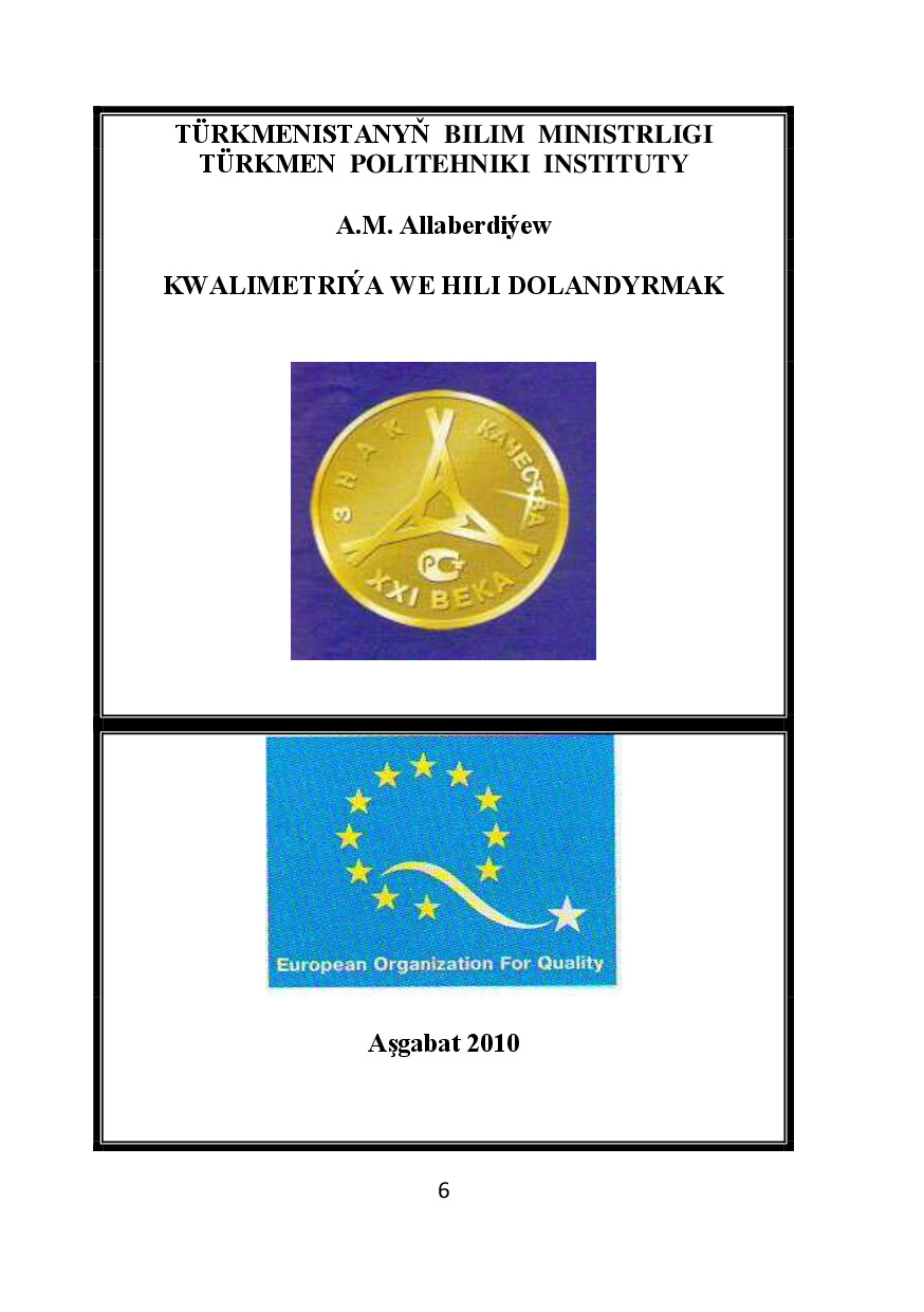 KWALIMETRIÝA WE HILI DOLANDYRMAK