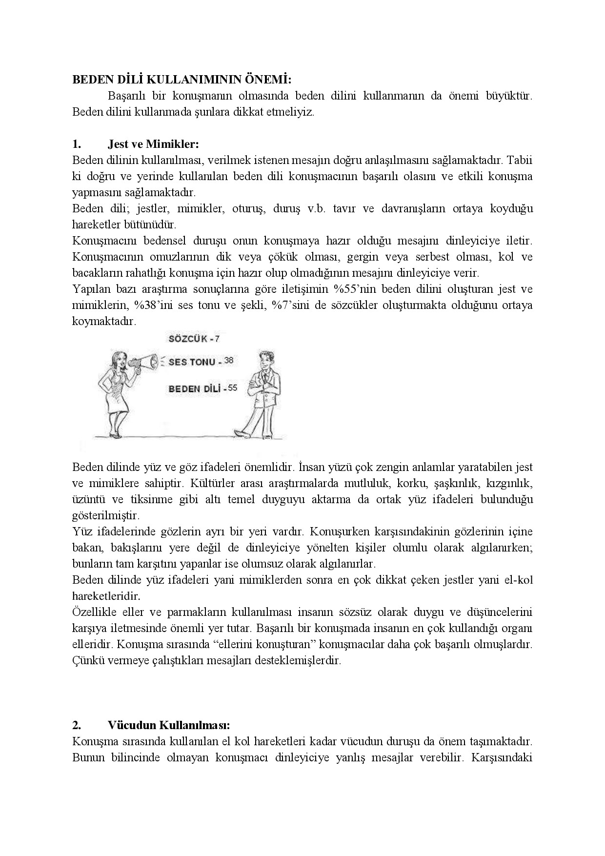 BEDEN DİLİ KULLANIMININ ÖNEMİ