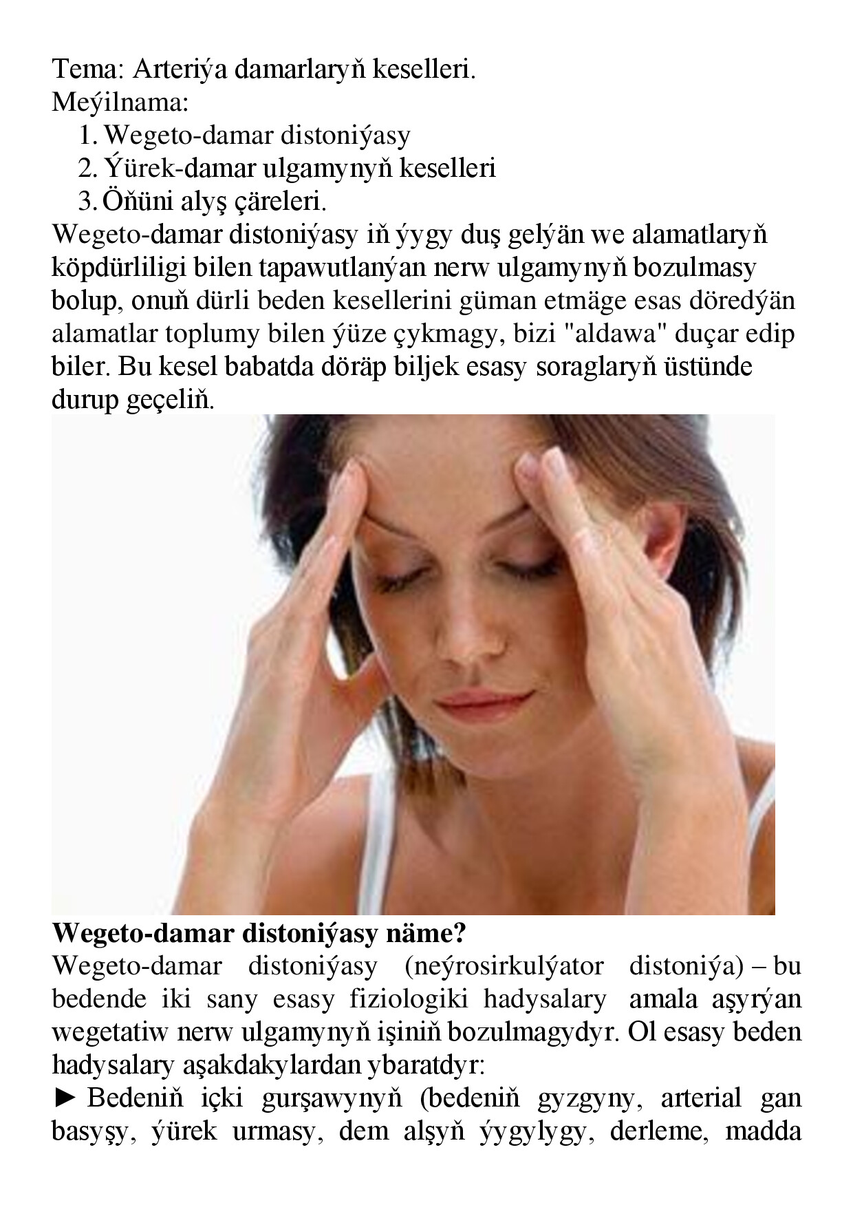 REFERAT ARTERIÝA DAMARLARYŇ KESELLERI