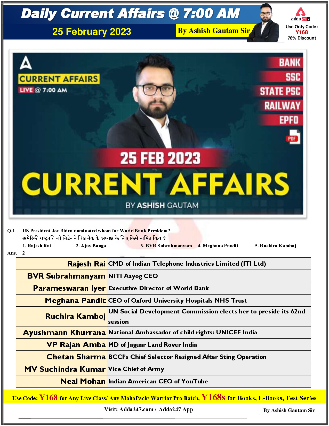 25TH FEB 2023 CURRENT AFFAIR BY ASHISH GAUTAM SIR NEW