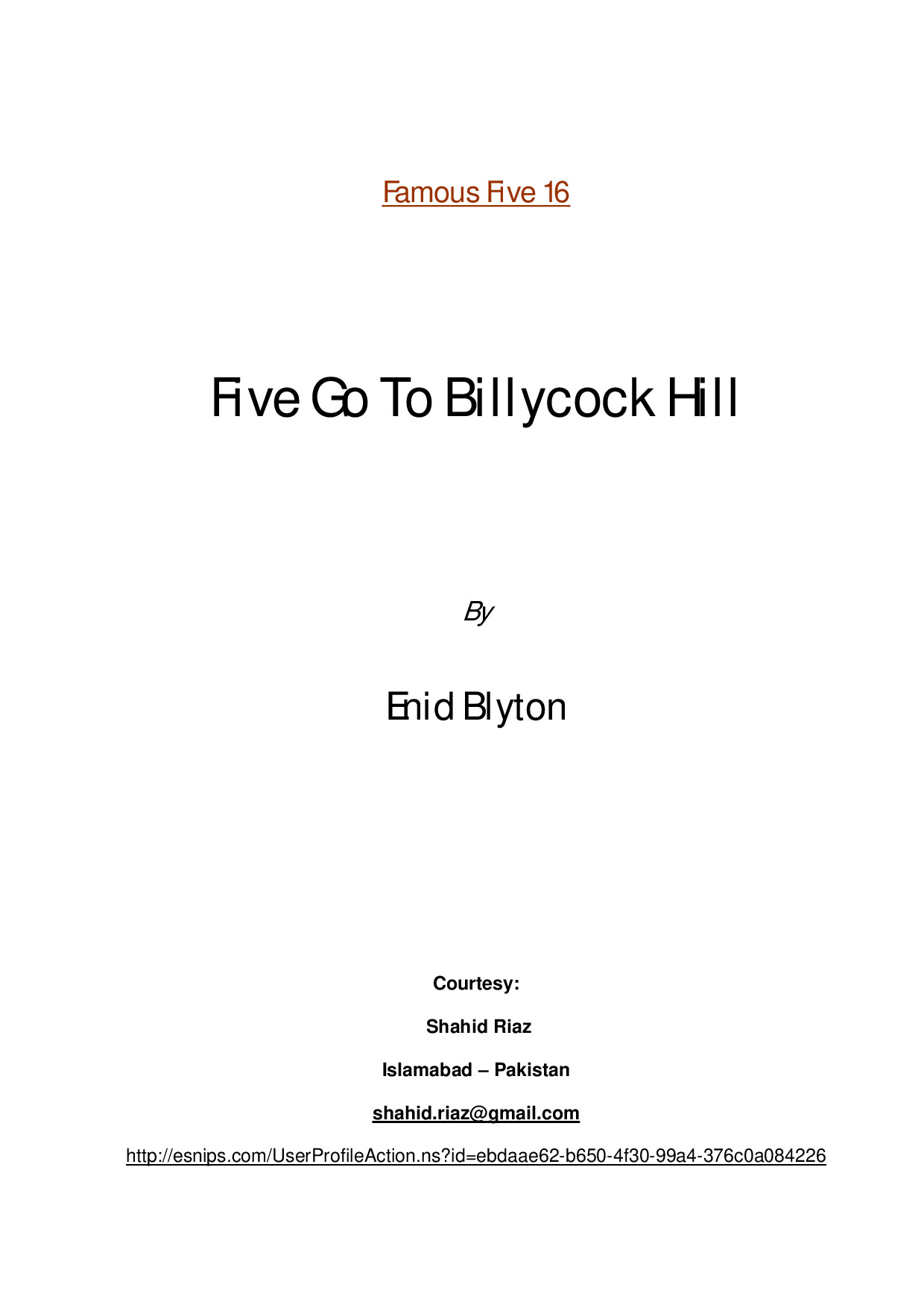 FIVE GO TO BILLYCOCK HILL