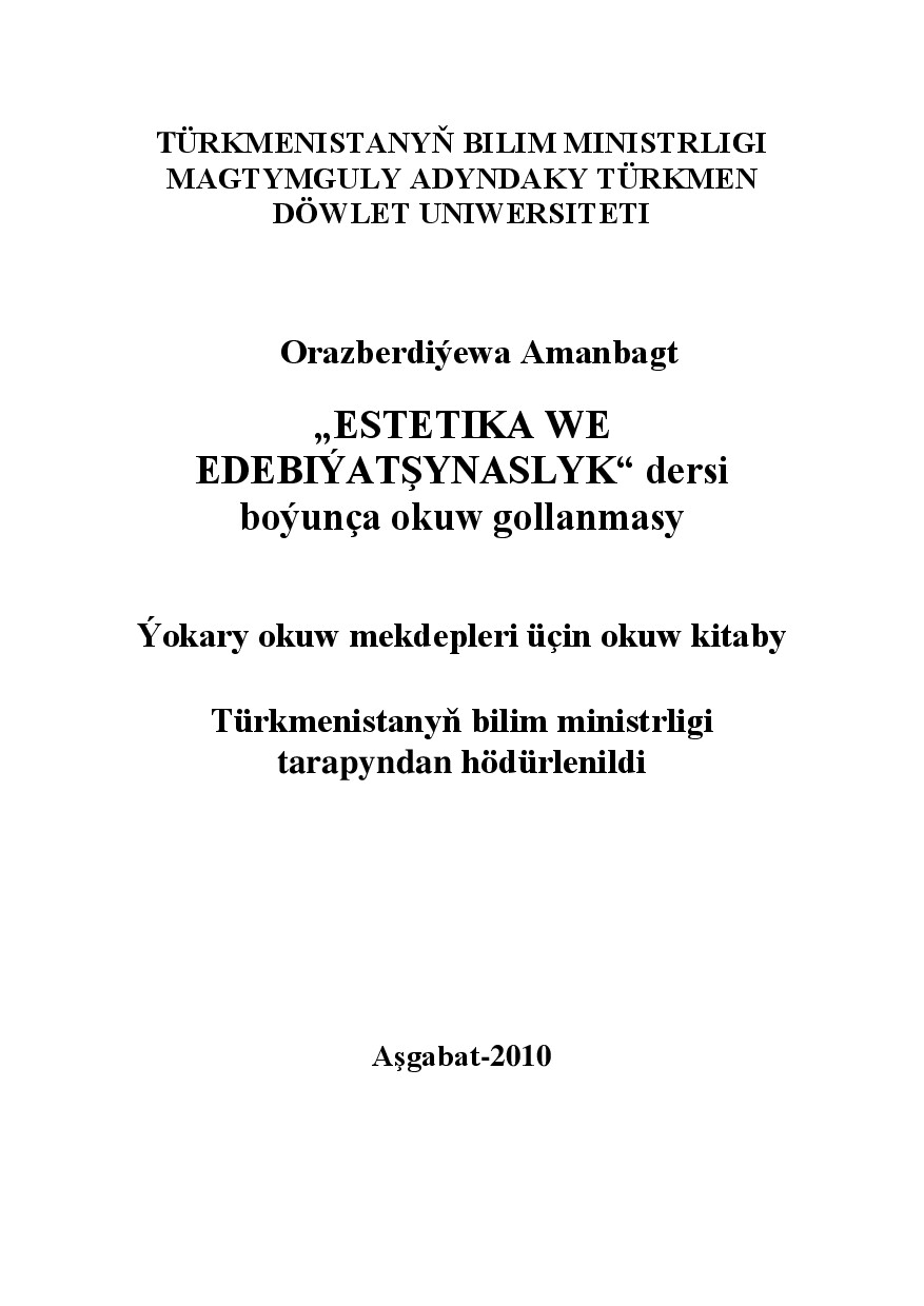 ESTETIKA WE EDEBIÝATŞYNASLYK