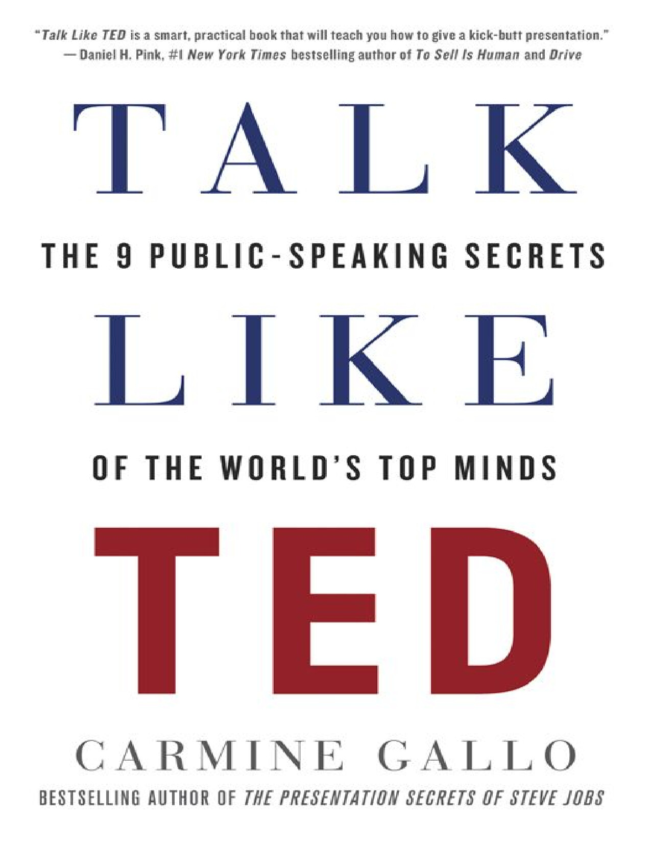 TALK LIKE TED THE 9 PUBLIC SPEAKING SECRETS OF THE WORLDS TOP MINDS
