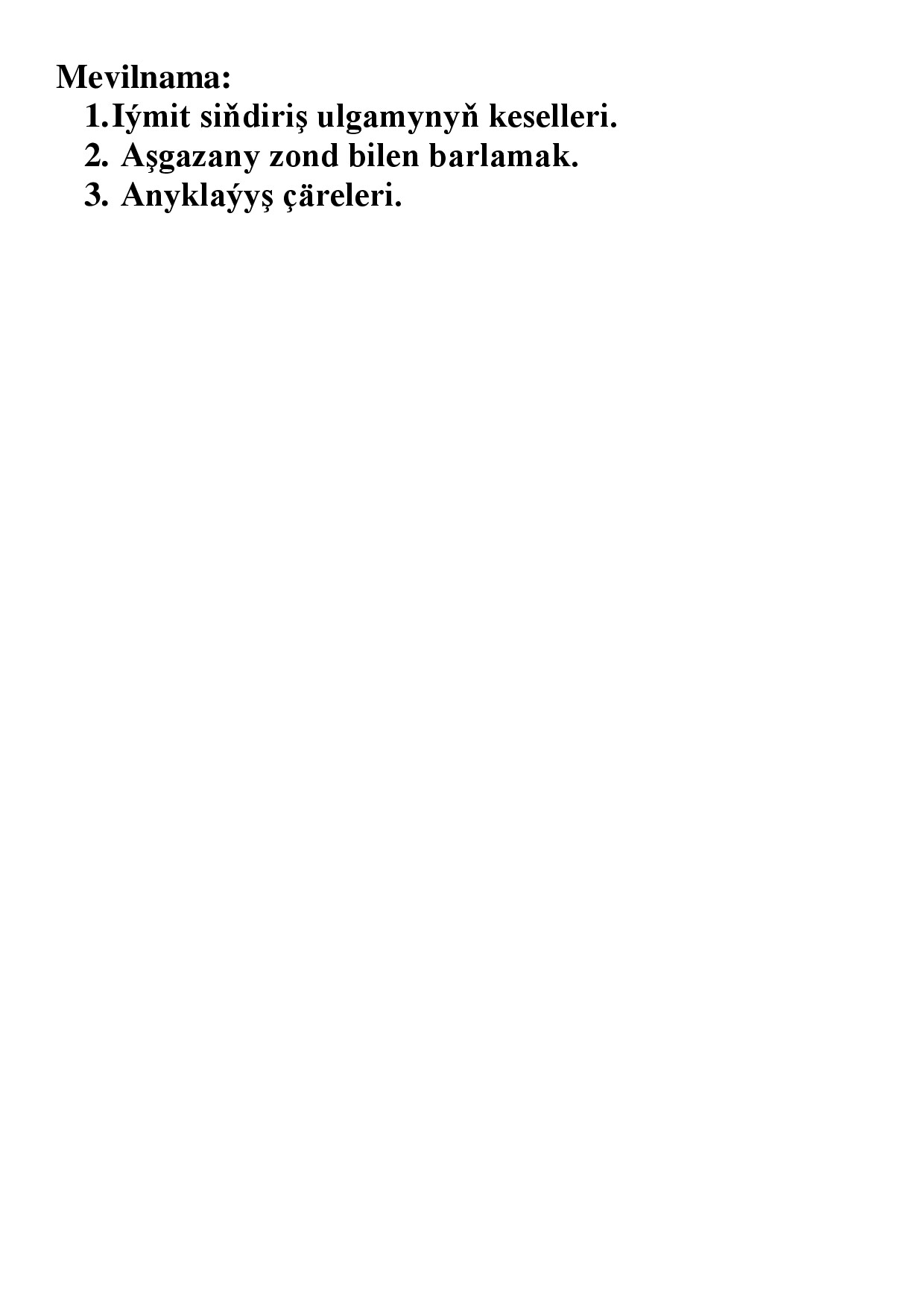 REFERAT IÝMIT SIŇDIRIŞ AGZALARYNYŇ KESELI